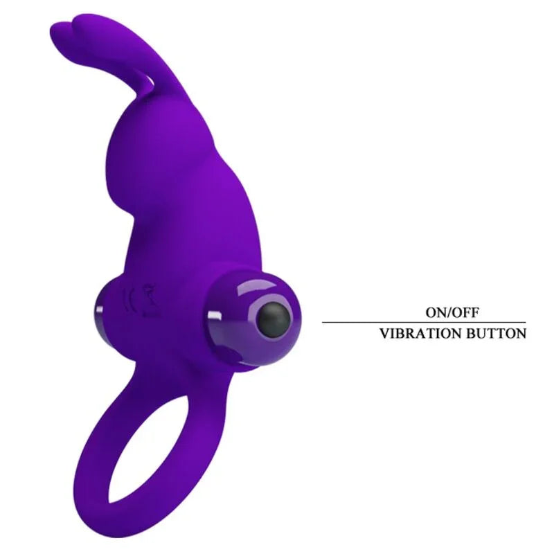 PRETTY LOVE - ANILLO VIBRADOR I CONEJO PARA PENE MORADO - Nuvica