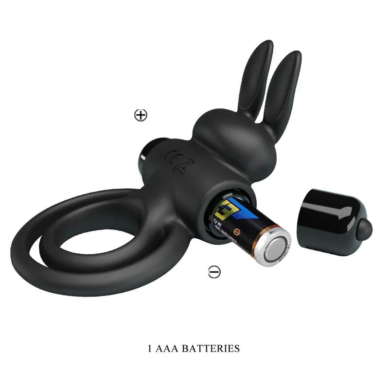 PRETTY LOVE - ANILLO VIBRADOR III CONEJO PARA PENE NEGRO - Nuvica