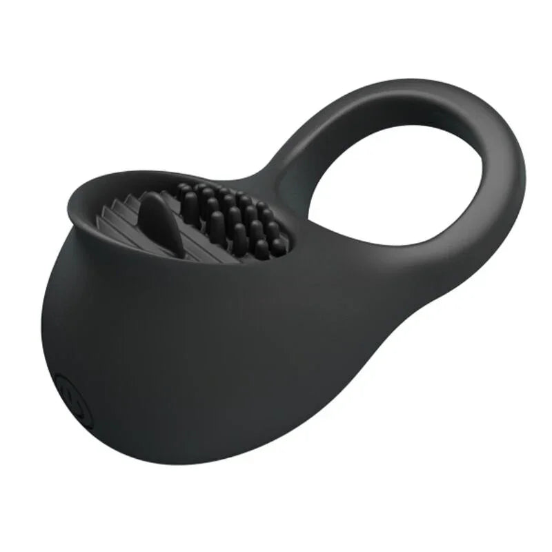 PRETTY LOVE - ANILLO VIBRADOR PARA PENE CON LENGUA NEGRO - Nuvica