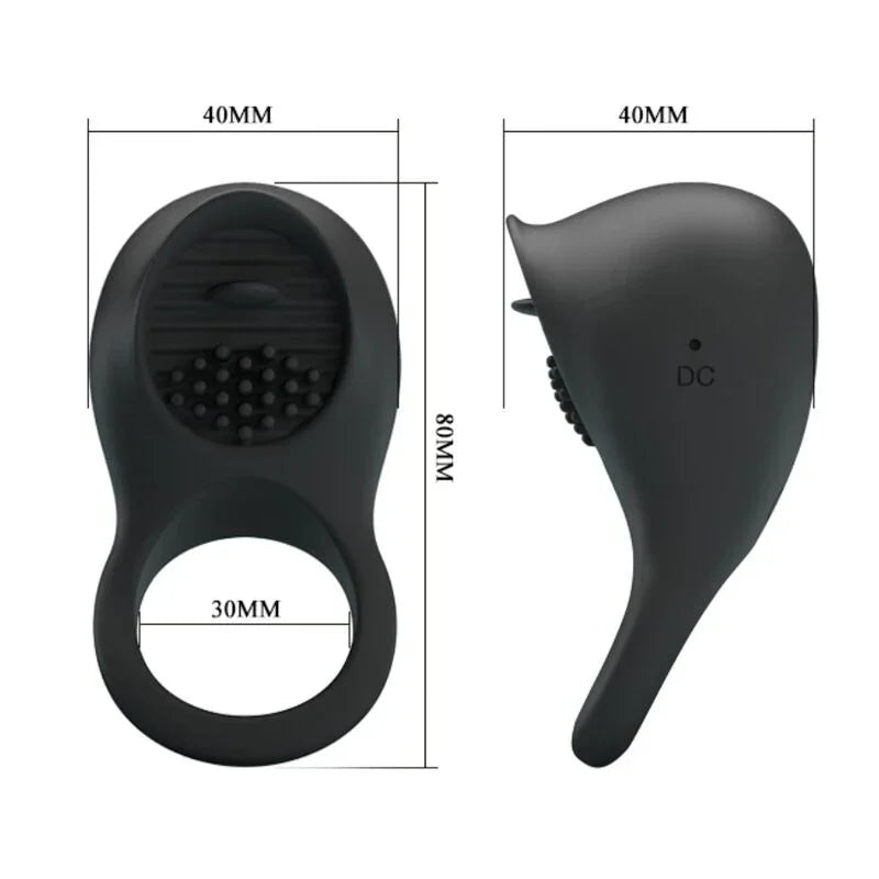 PRETTY LOVE - ANILLO VIBRADOR PARA PENE CON LENGUA NEGRO - Nuvica