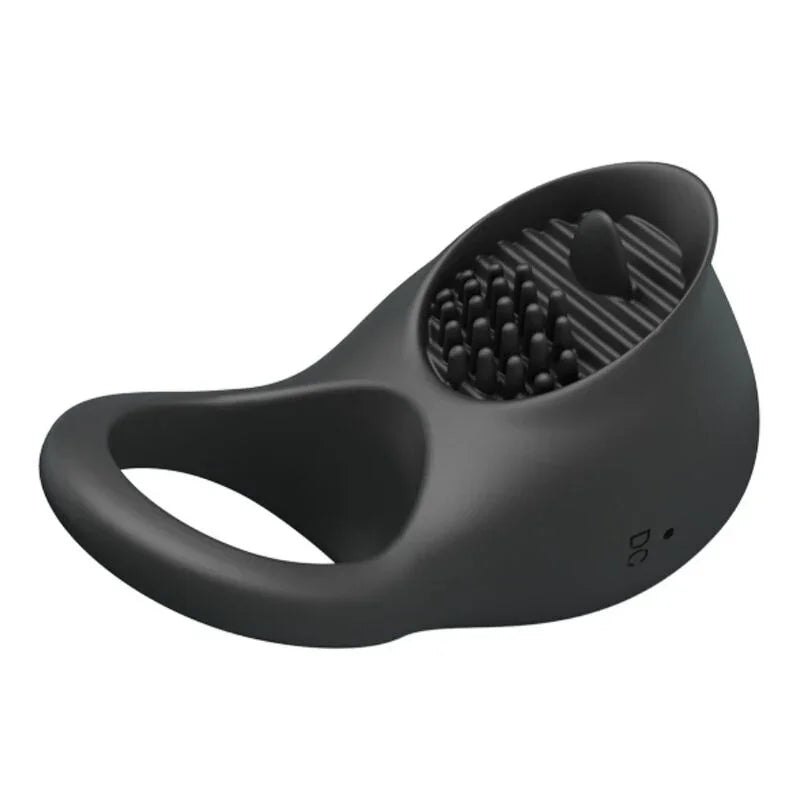 PRETTY LOVE - ANILLO VIBRADOR PARA PENE CON LENGUA NEGRO - Nuvica