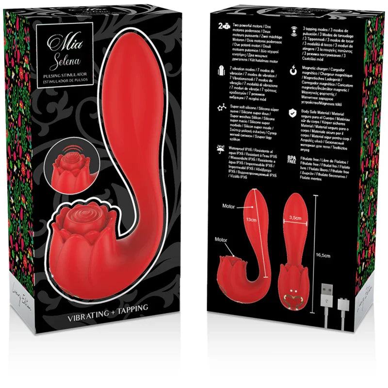MIA - SELENA ESTIMULADOR VIBRATING + TAPPING ROJO - Nuvica