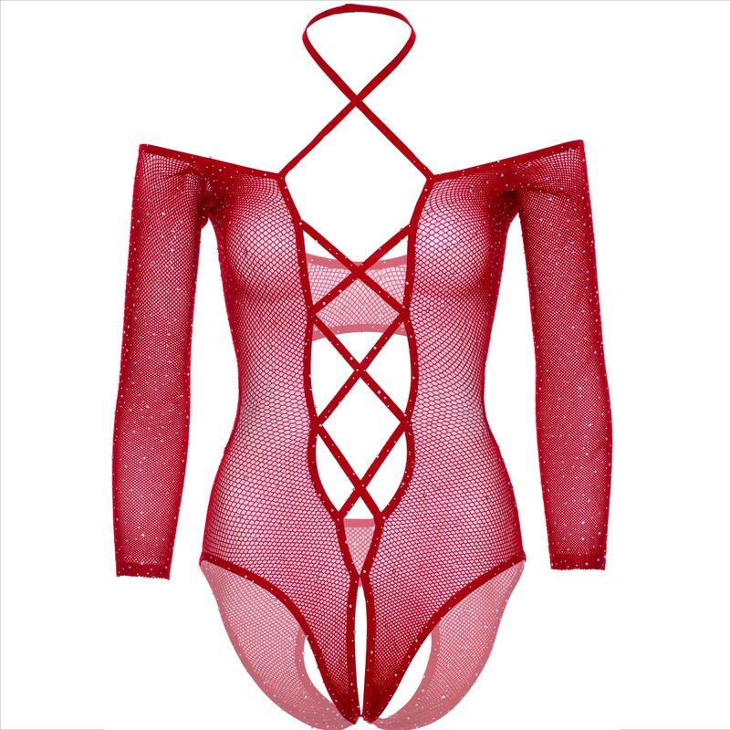 LEG AVENUE - BODY CROTCHLESS CON BRILLO ROJO - Nuvica