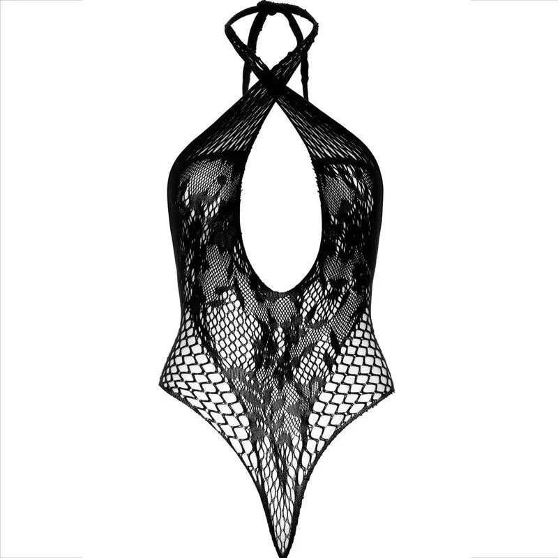 LEG AVENUE - TEDDY HALTER CON ENCAJE NEGRO - Nuvica