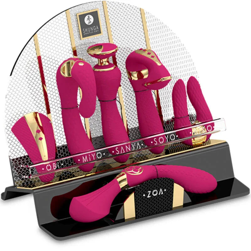 SHUNGA - EXPOSITOR 6 MASAJEADORES INTIMOS FUCSIA - Nuvica