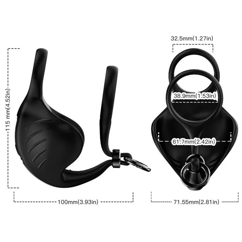 ARMONY - MANTA ANILLO VIBRADOR TESTÍCULOS CONTROL REMOTO NEGRO - Nuvica