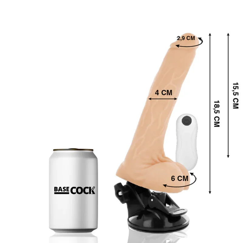 BASECOCK - VIBRADOR REALÍSTICO ARTICULABLE CONTROL REMOTO NATURAL 18.5 CM -O- 4 CM - Nuvica