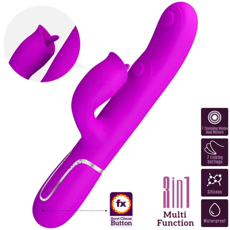 PRETTY LOVE - VIBRADOR RABBIT CON LICKING FUCSIA - Nuvica