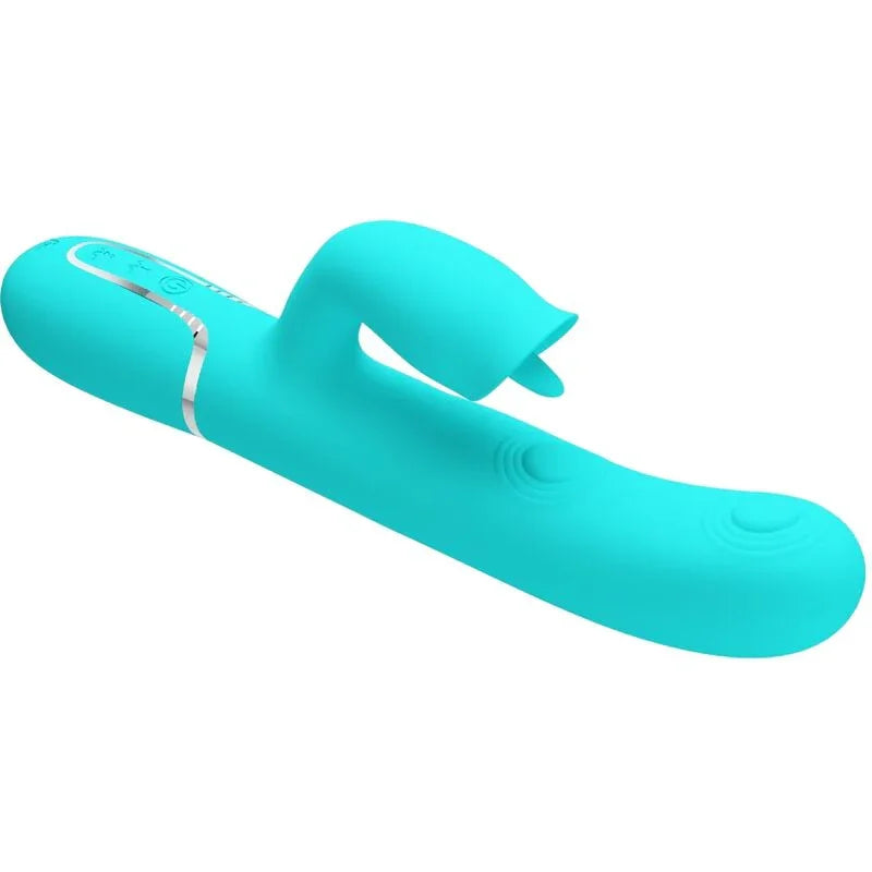 PRETTY LOVE - VIBRADOR RABBIT CON LICKING VERDE AGUA - Nuvica