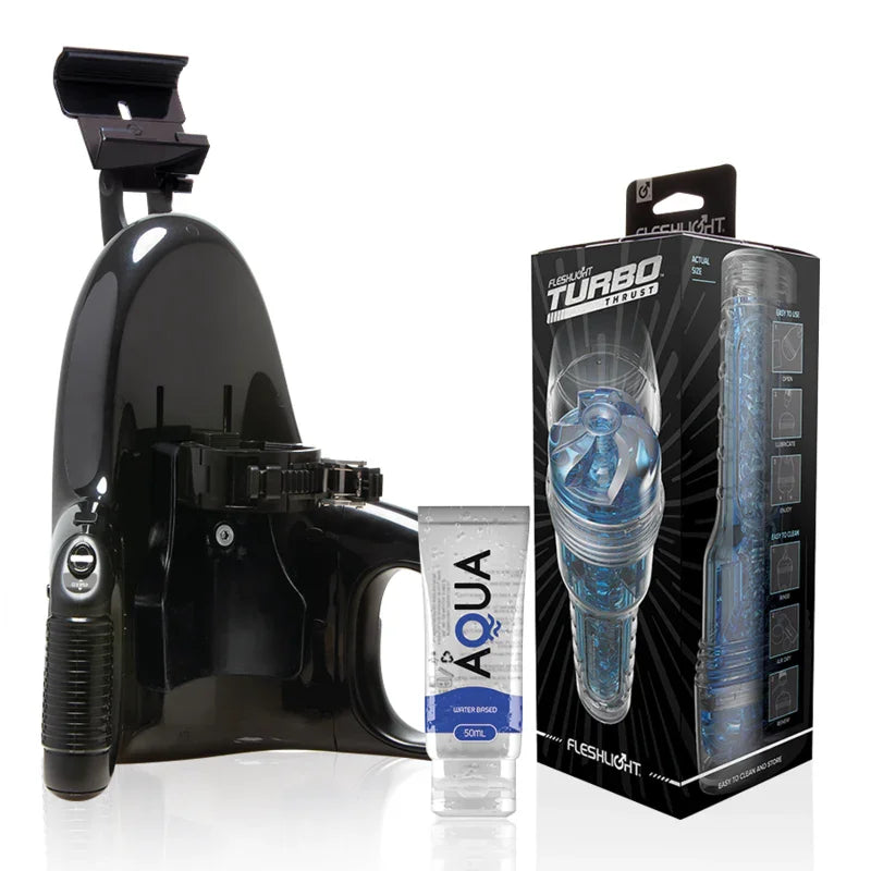 FLESHLIGHT - TURBO THRUST BLUE ICE + UNIVERSAL LAUNCH + LUBRICANTE AQUA QUALITY 50 ML - Nuvica