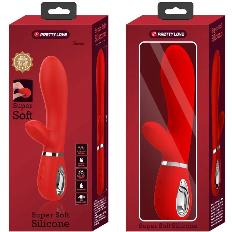 PRETTY LOVE - THOMAS VIBRADOR PUNTO G MULTIFUNCIÓN ROJO - Nuvica