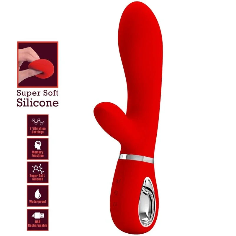 PRETTY LOVE - THOMAS VIBRADOR PUNTO G MULTIFUNCIÓN ROJO - Nuvica