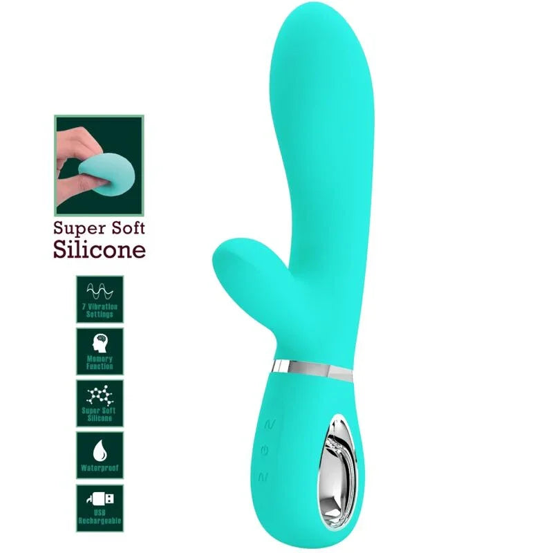 PRETTY LOVE - THOMAS VIBRADOR PUNTO G MULTIFUNCIÓN VERDE AGUA - Nuvica