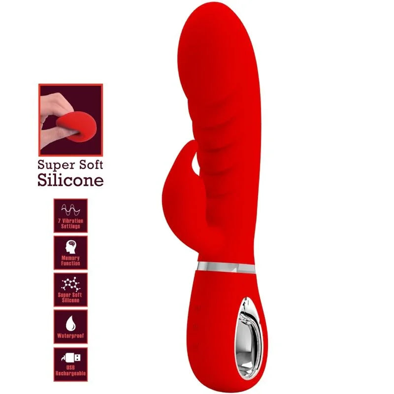 PRETTY LOVE - PRESCOTT VIBRADOR PUNTO G MULTIFUNCIÓN ROJO - Nuvica