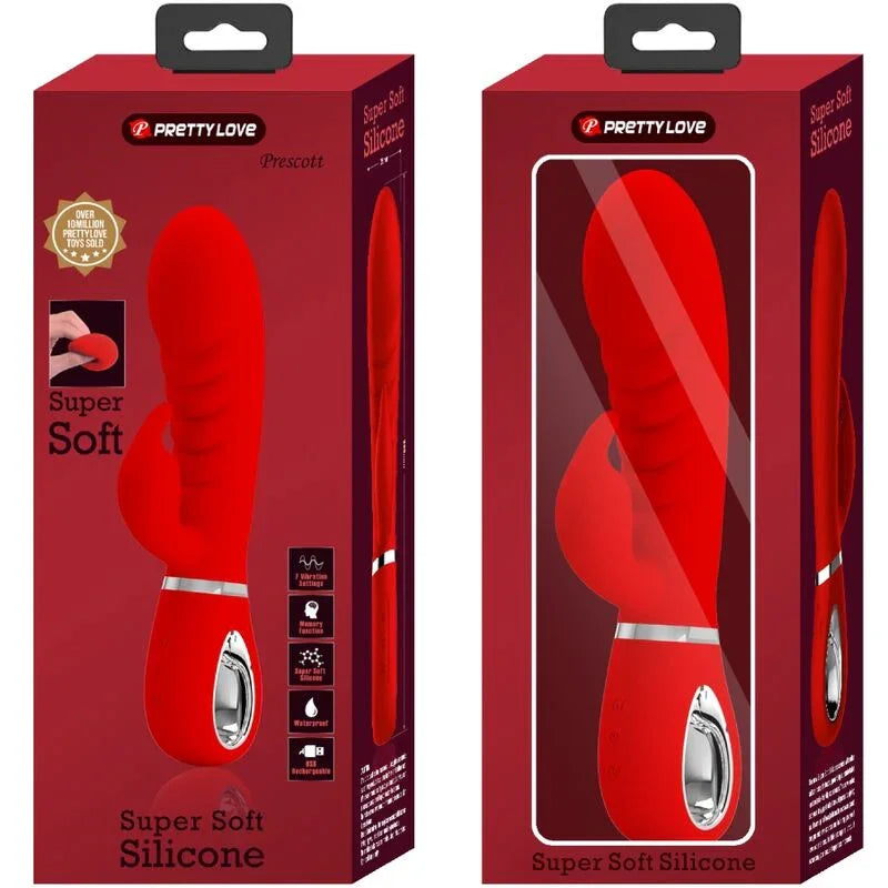PRETTY LOVE - PRESCOTT VIBRADOR PUNTO G MULTIFUNCIÓN ROJO - Nuvica