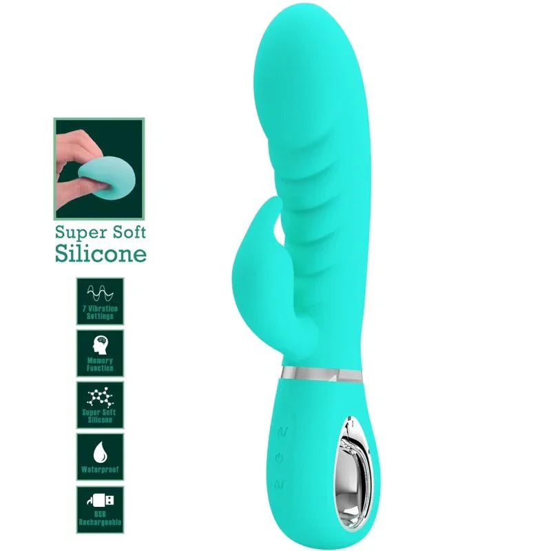 PRETTY LOVE - PRESCOTT VIBRADOR PUNTO G MULTIFUNCIÓN VERDE AGUA - Nuvica