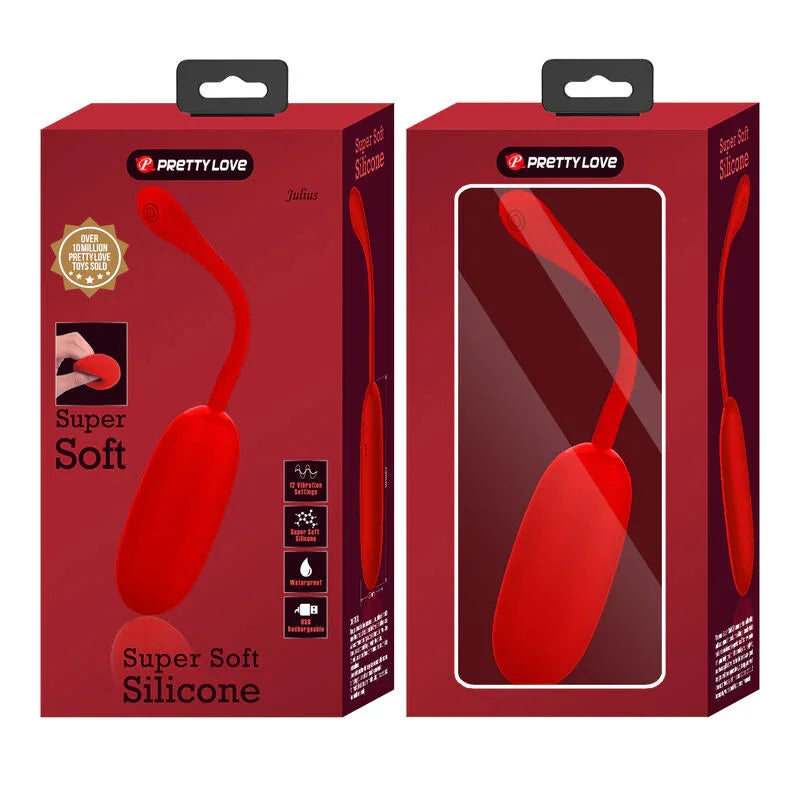 PRETTY LOVE - JULIUS HUEVO VIBRADOR IMPERMEBLE & RECARGABLE ROJO - Nuvica