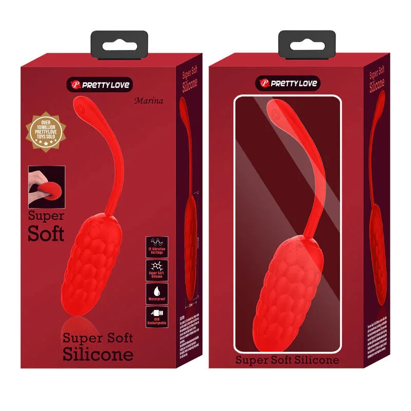 PRETTY LOVE - HUEVO VIBRADOR CON TEXTURA MARINA RECARGABLE ROJO - Nuvica