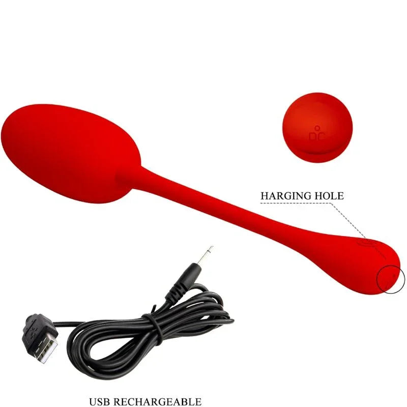PRETTY LOVE - KNUCKER HUEVO VIBRADOR RECARGABLE ROJO - Nuvica