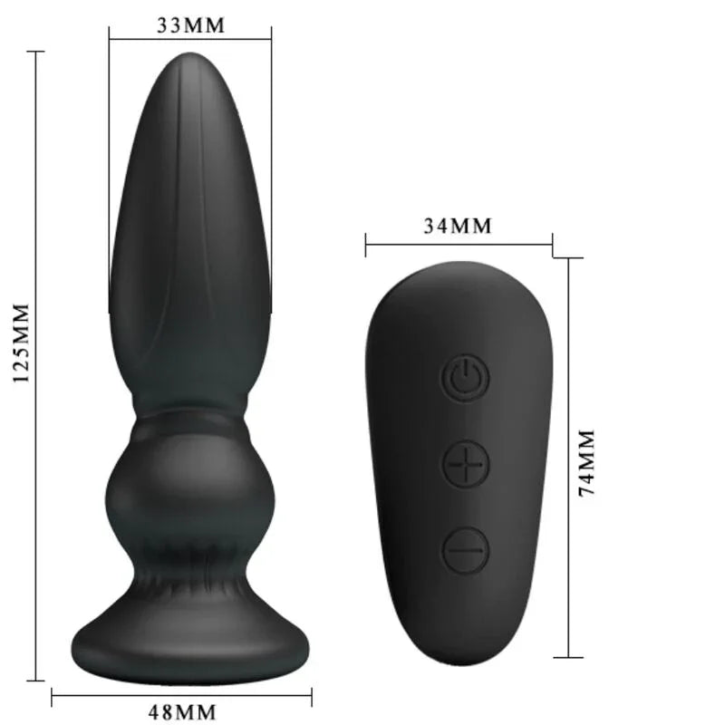 MR PLAY - VIBRADOR POTENTE CONTROL REMOTO ANAL PLUG NEGRO - Nuvica