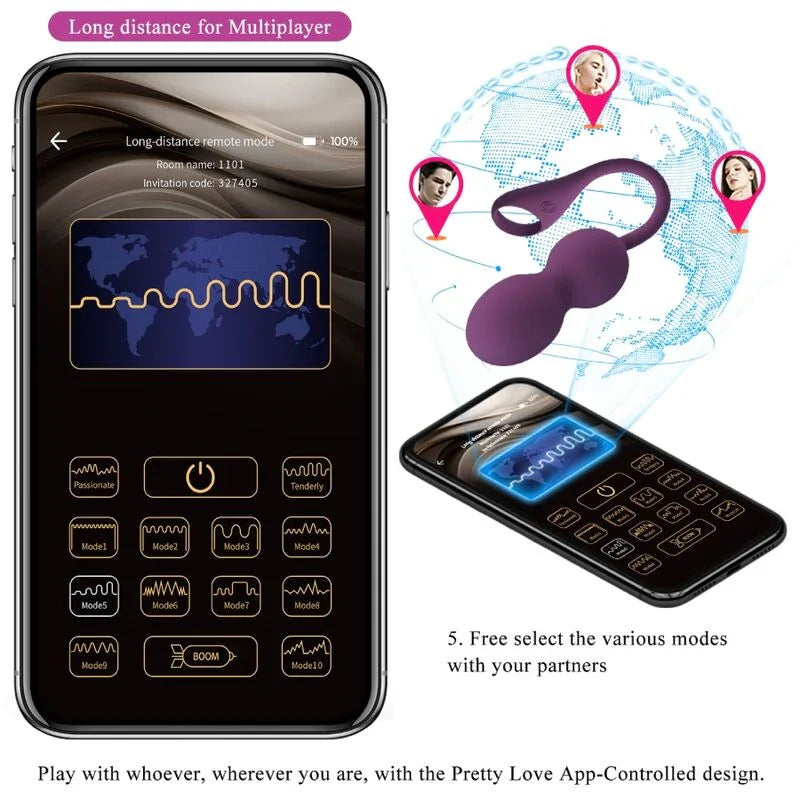 PRETTY LOVE - ELVIRA KEGEL BALLS APP CONTROL REMOTO MORADO - Nuvica