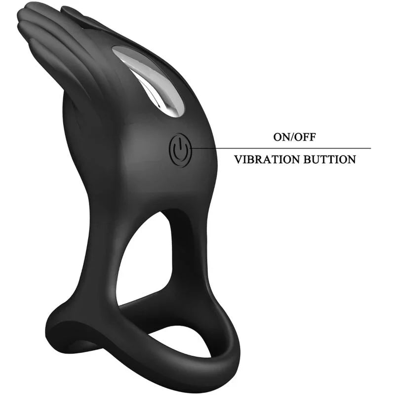 PRETTY LOVE - SILAS ANILLO VIBRADOR 7 VIBRACIONES SILICONA NEGRO - Nuvica
