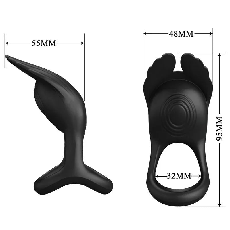 PRETTY LOVE - SILAS ANILLO VIBRADOR 7 VIBRACIONES SILICONA NEGRO - Nuvica
