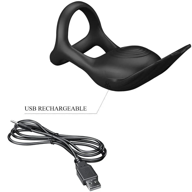 PRETTY LOVE - SILAS ANILLO VIBRADOR 7 VIBRACIONES SILICONA NEGRO - Nuvica