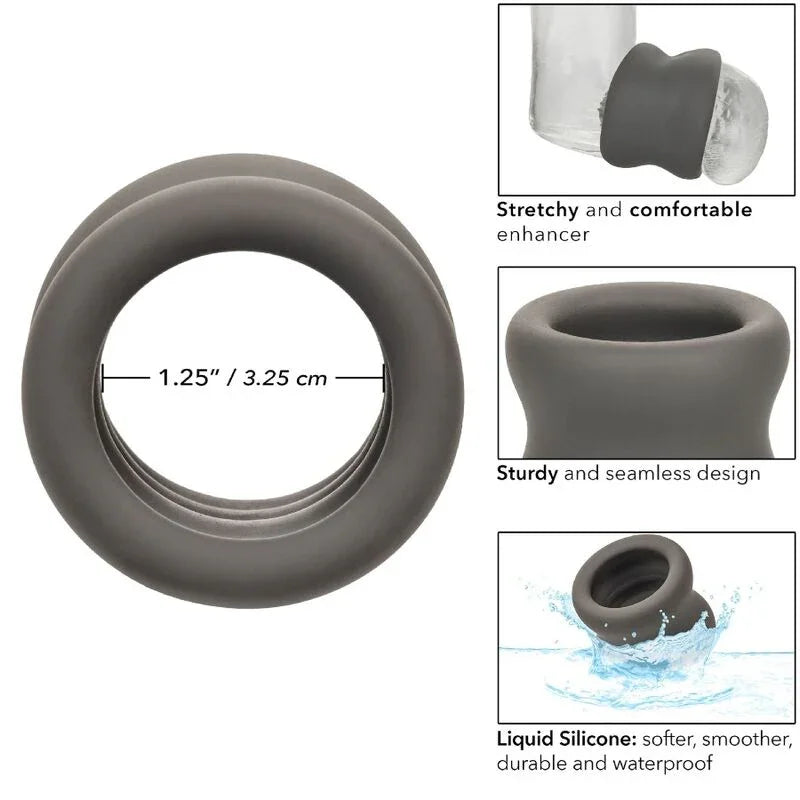CALEXOTICS - ALPHA ANILLO EXTENSIÓN ESCROTO DOBLE NEGRO - Nuvica