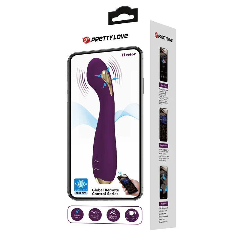 PRETTY LOVE - HECTOR VIBRADOR ELECTROSHOCK POR CONTROL POR APP LILA - Nuvica