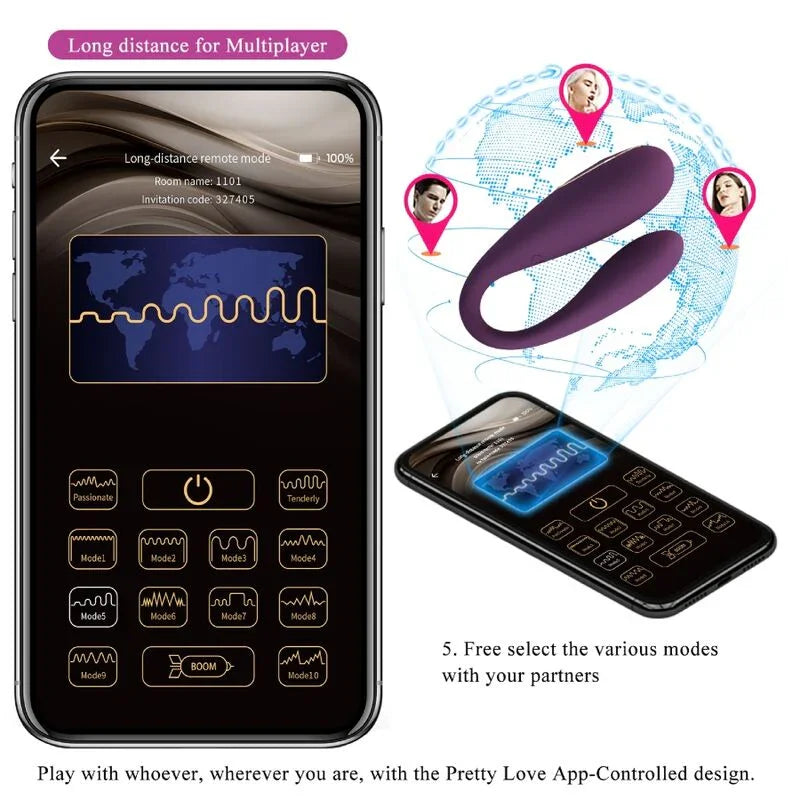 PRETTY LOVE - AUGUST VIBRADOR DOBLE PLACER APP REMOTE - Nuvica
