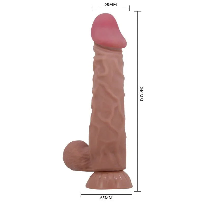 PRETTY LOVE - SLIDING SKIN SERIES DILDO REALÍSTICO CON VENTOSA PIEL DESLIZANTE MORENO 24 CM - Nuvica