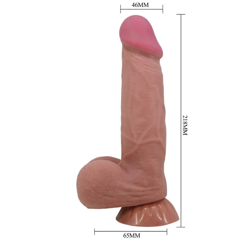 PRETTY LOVE - SLIDING SKIN SERIES DILDO REALÍSTICO CON VENTOSA PIEL DESLIZANTE MORENO 21.8 CM - Nuvica