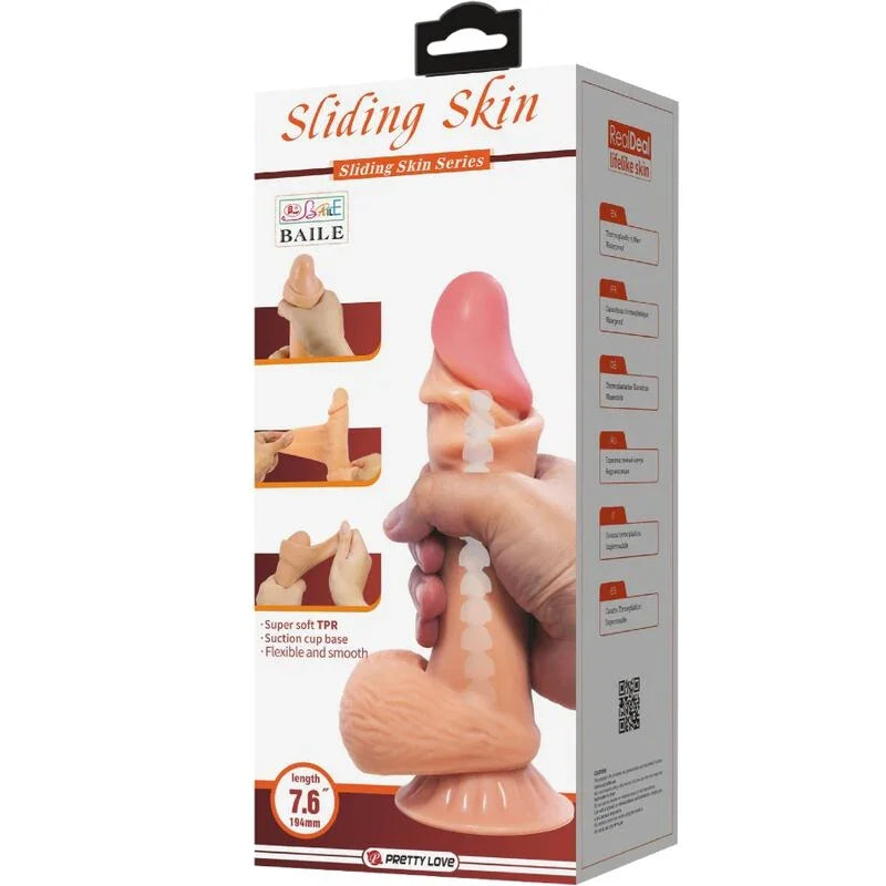 PRETTY LOVE - SLIDING SKIN SERIES DILDO REALÍSTICO CON VENTOSA PIEL DESLIZANTE 19.4 CM - Nuvica