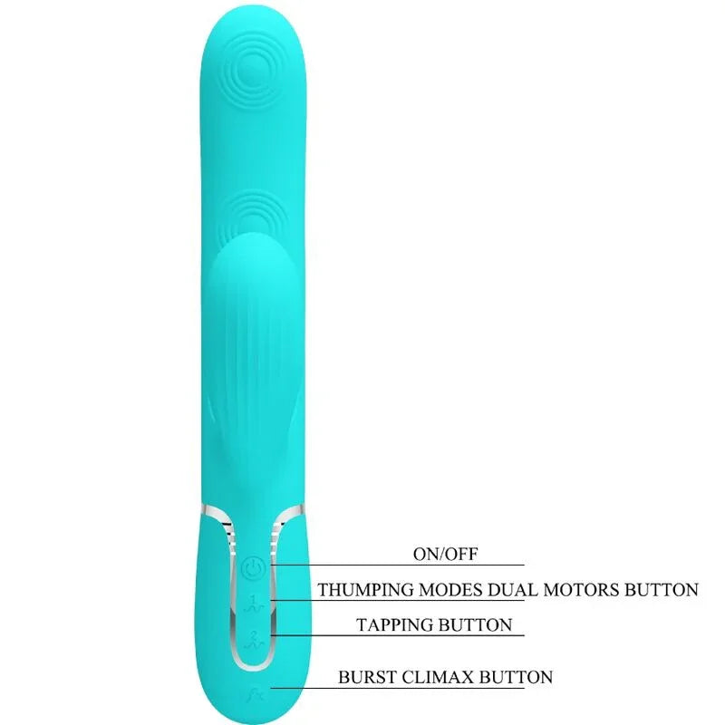 PRETTY LOVE - PERLITA VIBRADOR PUNTO G 3 EN 1 MULTIFUNCIÓN VERDE AGUA - Nuvica