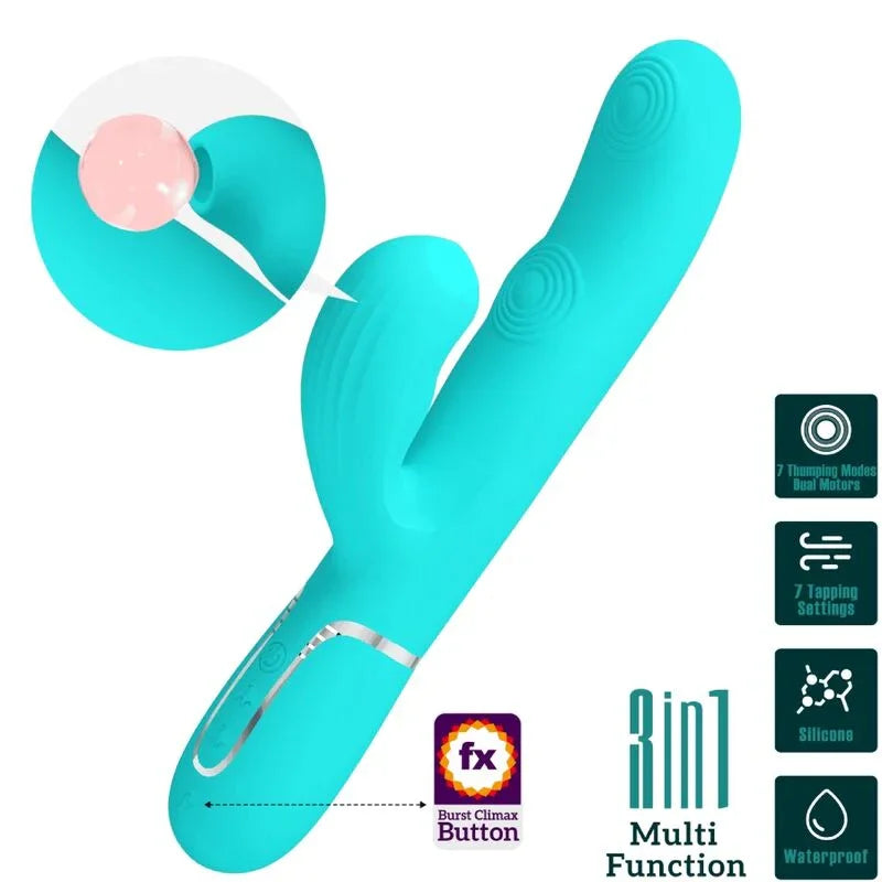 PRETTY LOVE - PERLITA VIBRADOR PUNTO G 3 EN 1 MULTIFUNCIÓN VERDE AGUA - Nuvica