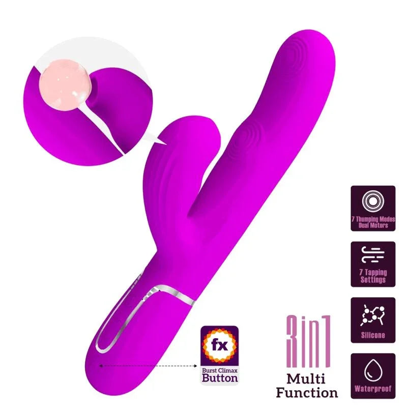 PRETTY LOVE - PERLITA VIBRADOR PUNTO G 3 EN 1 MULTIFUNCIÓN VIOETA - Nuvica