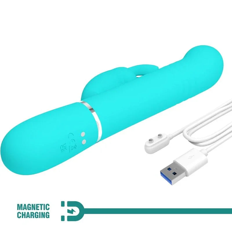 PRETTY LOVE - VIBRADOR COALE RABBIT PERLAS VERDE AGUA - Nuvica