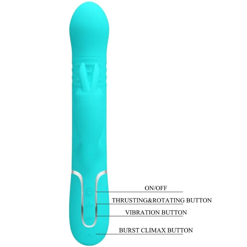 PRETTY LOVE - VIBRADOR COALE RABBIT PERLAS VERDE AGUA - Nuvica