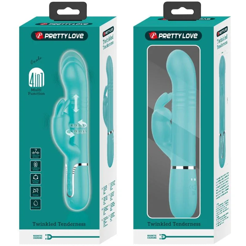 PRETTY LOVE - VIBRADOR COALE RABBIT PERLAS VERDE AGUA - Nuvica