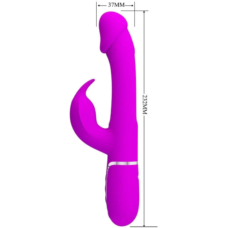 PRETTY LOVE - KAMPAS VIBRADOR RABBIT 3 EN 1 MULTIFUNCIÓN CON LENGUA FUCSIA - Nuvica