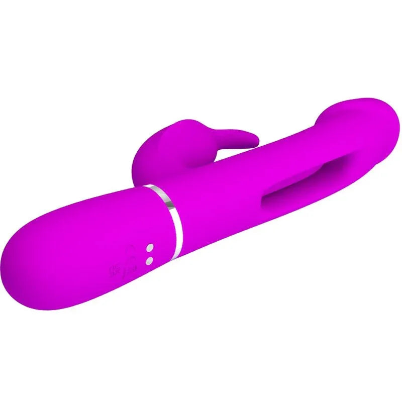 PRETTY LOVE - KAMPAS VIBRADOR RABBIT 3 EN 1 MULTIFUNCIÓN CON LENGUA FUCSIA - Nuvica