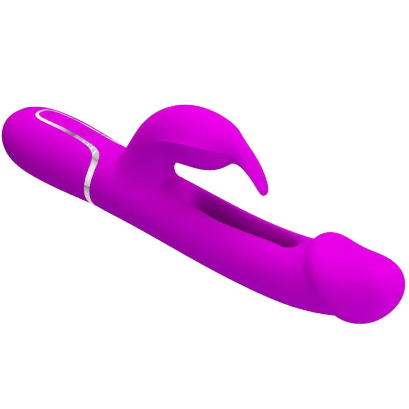 PRETTY LOVE - KAMPAS VIBRADOR RABBIT 3 EN 1 MULTIFUNCIÓN CON LENGUA FUCSIA - Nuvica