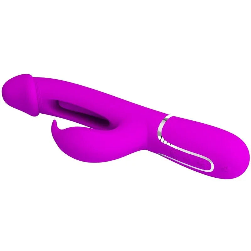 PRETTY LOVE - KAMPAS VIBRADOR RABBIT 3 EN 1 MULTIFUNCIÓN CON LENGUA FUCSIA - Nuvica