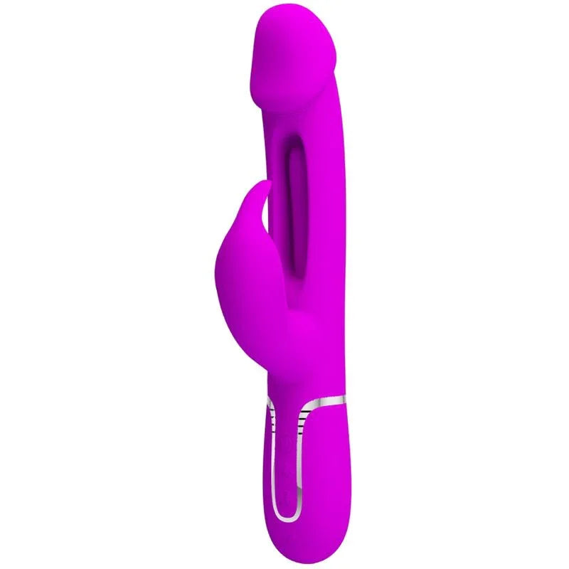 PRETTY LOVE - KAMPAS VIBRADOR RABBIT 3 EN 1 MULTIFUNCIÓN CON LENGUA FUCSIA - Nuvica