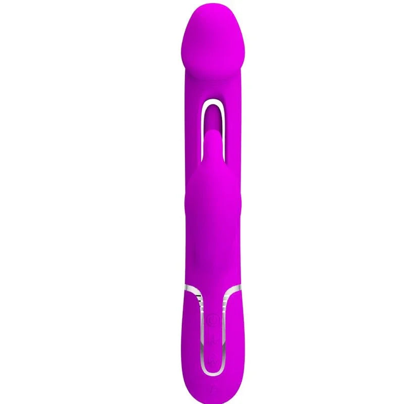 PRETTY LOVE - KAMPAS VIBRADOR RABBIT 3 EN 1 MULTIFUNCIÓN CON LENGUA FUCSIA - Nuvica
