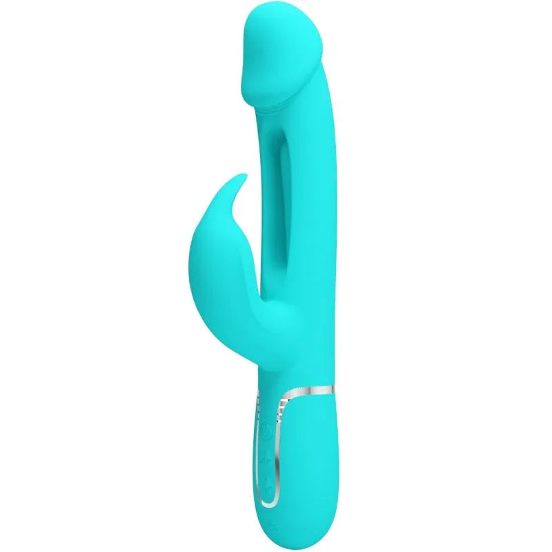 PRETTY LOVE - KAMPAS VIBRADOR RABBIT 3 EN 1 MULTIFUNCIÓN CON LENGUA VERDE AGUA - Nuvica