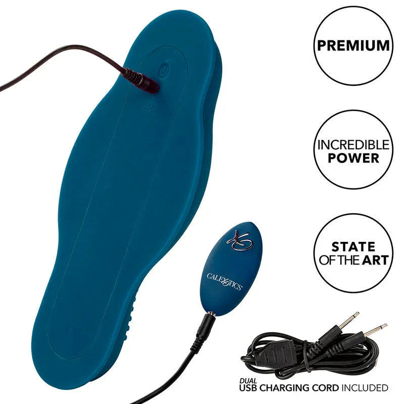 CALEXOTICS - RIDER MASAJEADOR DOBLE MOTOR CONTROL REMOTO AZUL - Nuvica