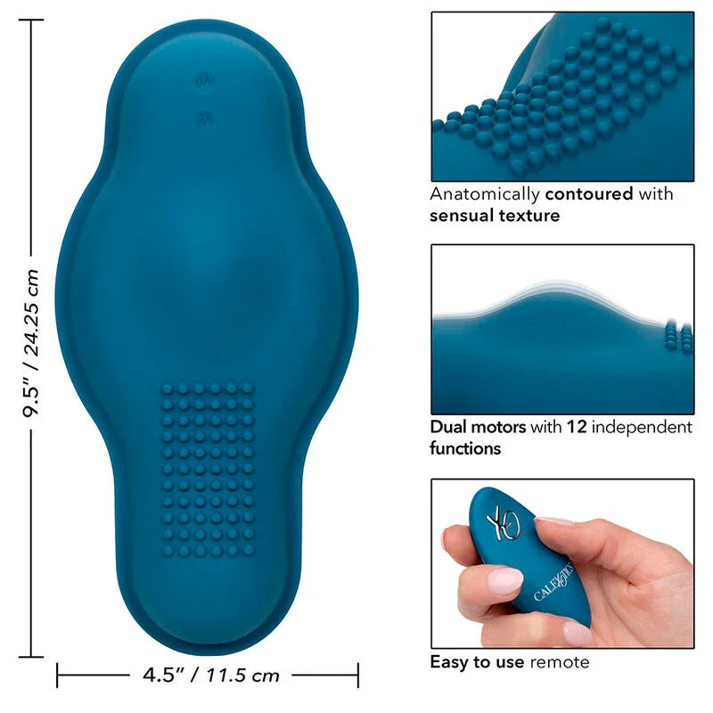 CALEXOTICS - RIDER MASAJEADOR DOBLE MOTOR CONTROL REMOTO AZUL - Nuvica
