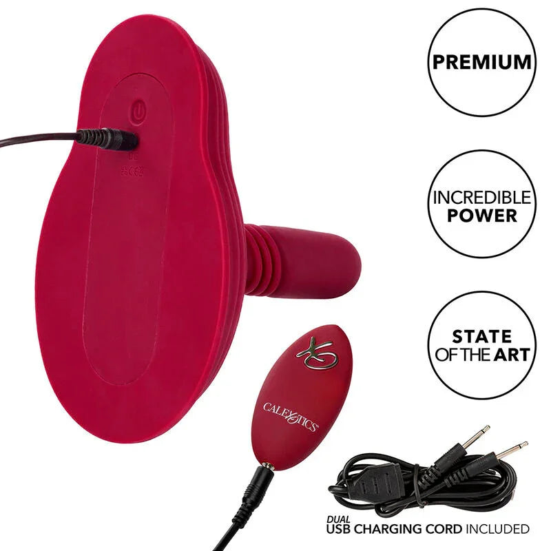 CALEXOTICS - RIDER MASAJEADOR DOBLE MOTOR CONTROL REMOTO ROJO - Nuvica